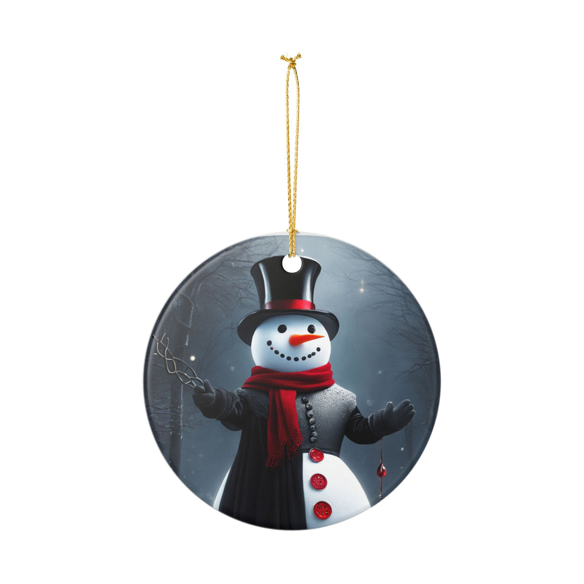Festive Snowman Ceramic Christmas Ornament  Item #126655