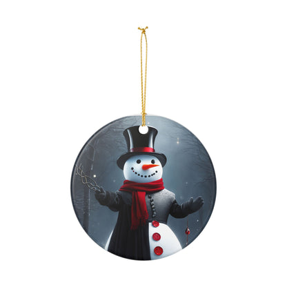 Festive Snowman Ceramic Christmas Ornament  Item #126655