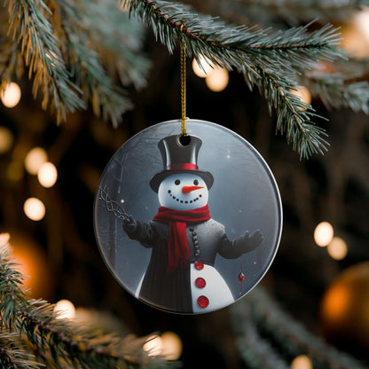 Festive Snowman Ceramic Christmas Ornament  Item #126655