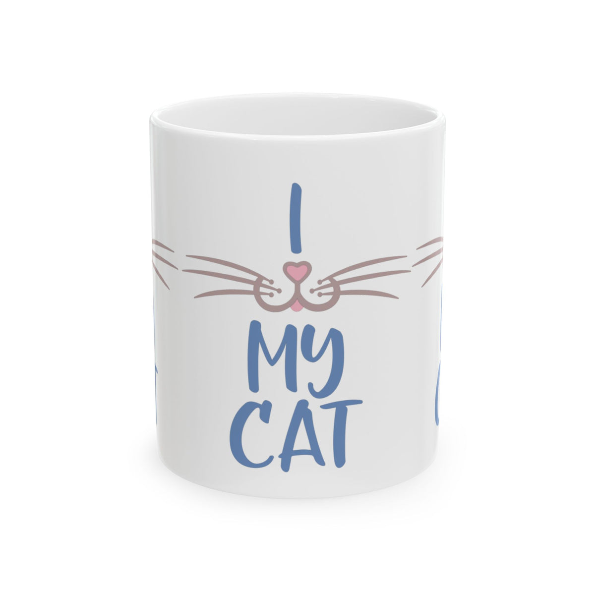 I Love My Cat Ceramic Mug — Cute Cat Face Coffee Cup 11oz    Item #64275