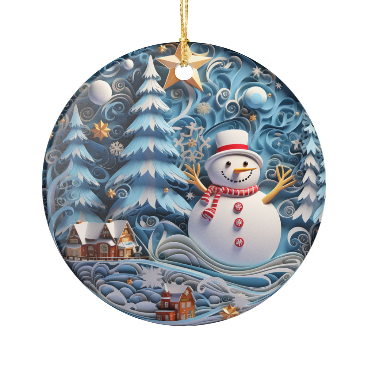 Ceramic Christmas Ornament – Snowman Winter Wonderland    Item #643254