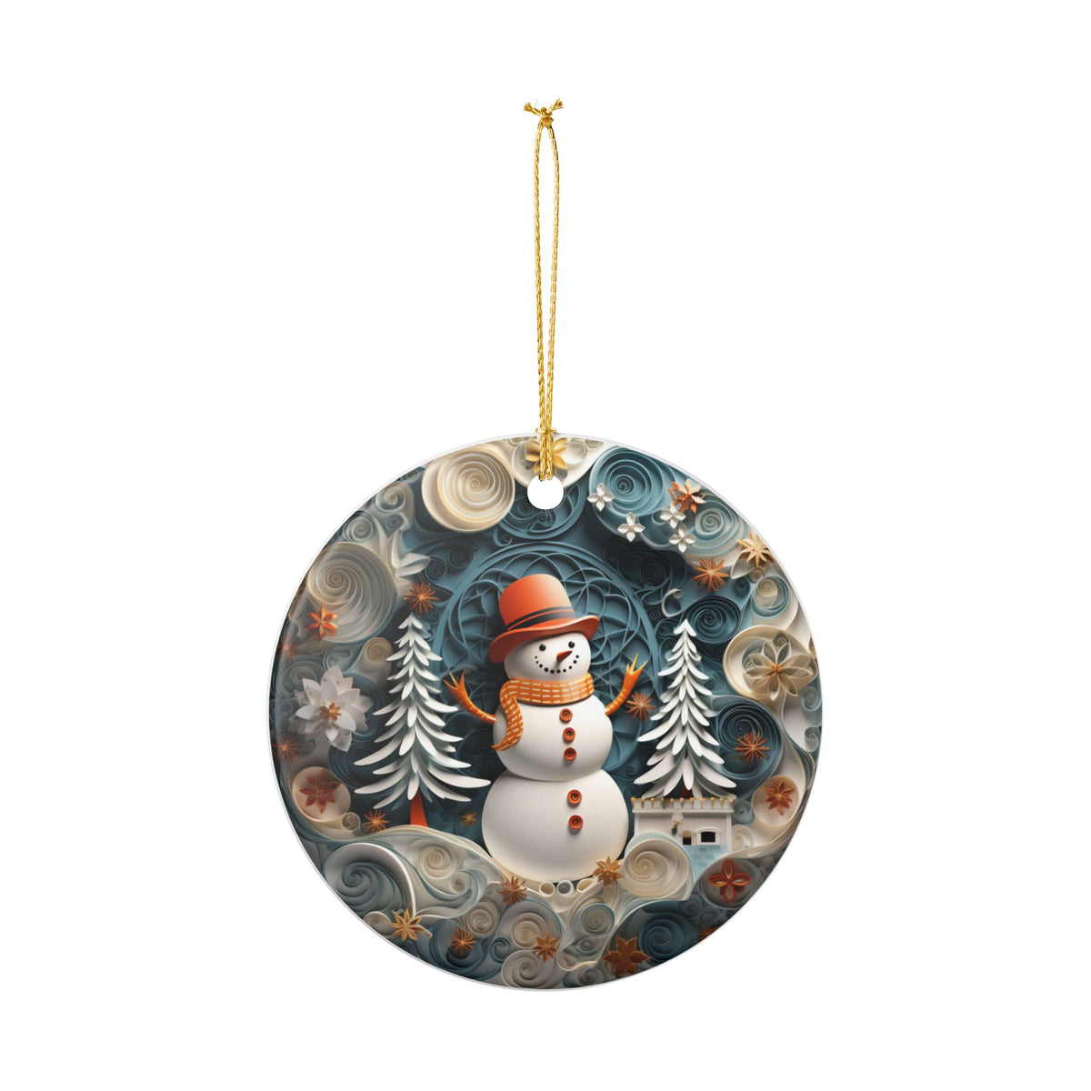 Ceramic Snowman Christmas Ornament   Item #31868