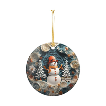 Ceramic Snowman Christmas Ornament   Item #31868