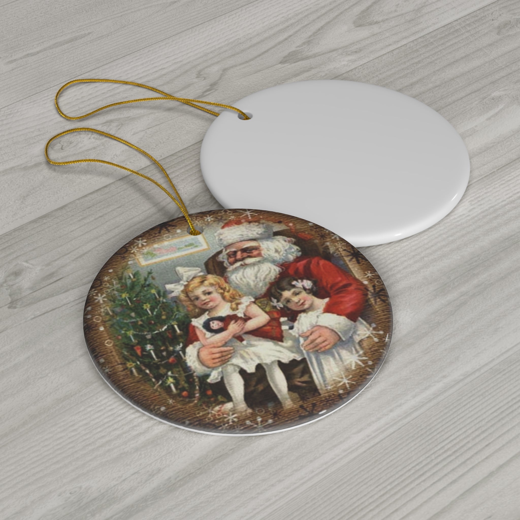 Santa With Kids Ceramic Disc Ornament      Item #5438238 - Buckshot's Bargain Barn