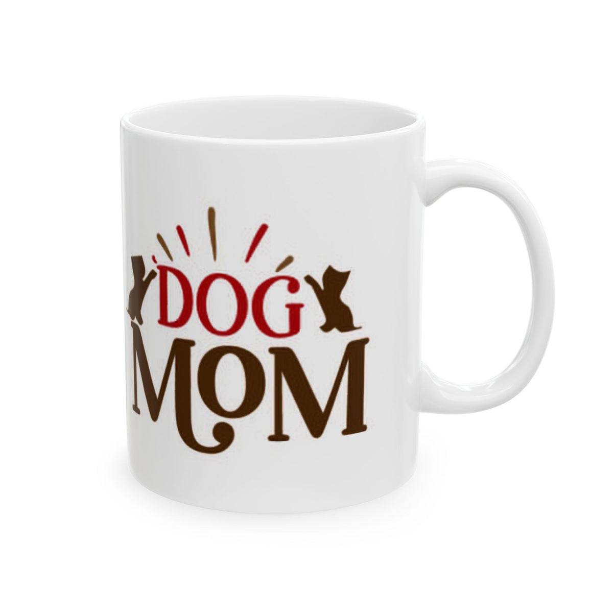 Dog Mom Ceramic Mug – Cute Paw Print & Silhouette Coffee Cup 11oz    Item #980944
