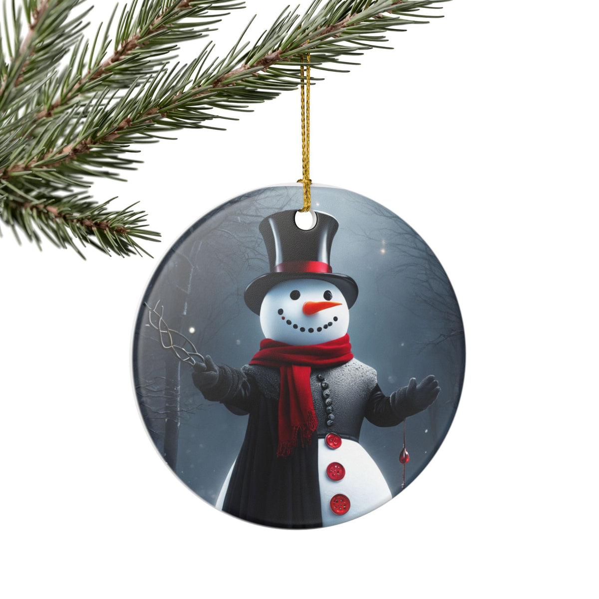 Festive Snowman Ceramic Christmas Ornament  Item #126655