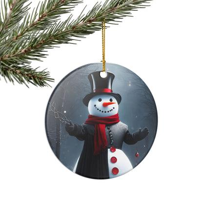 Festive Snowman Ceramic Christmas Ornament  Item #126655