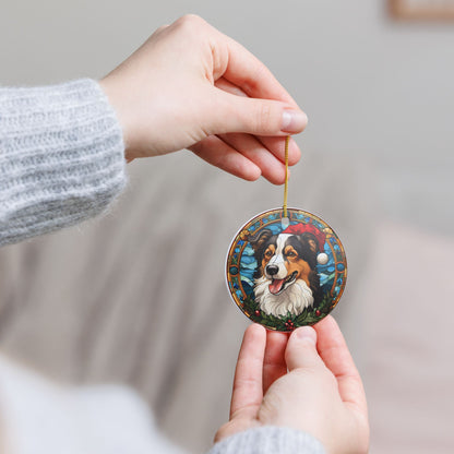 Scottish Collie Dog Christmas Ceramic Ornament Item #201768