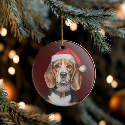 Christmas Beagle Dog Ceramic Ornament   Item #63846