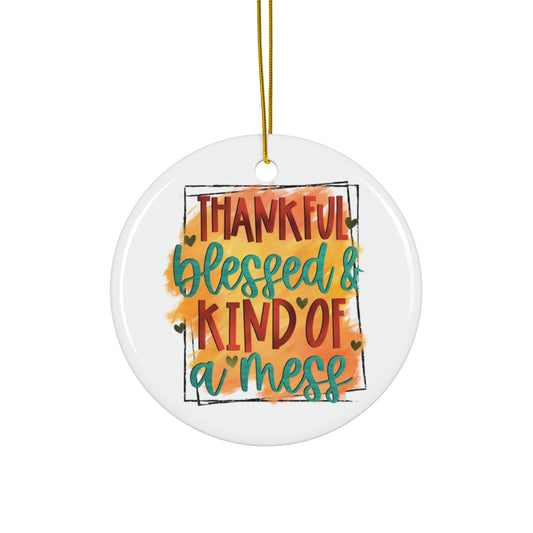 Thankful Blessed Ceramic Disc Ornament     Item #5098032