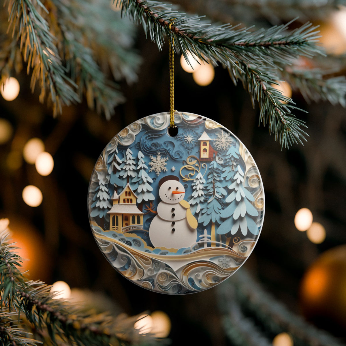 Snowman Winter Wonderland Ceramic Ornament    Item #786688