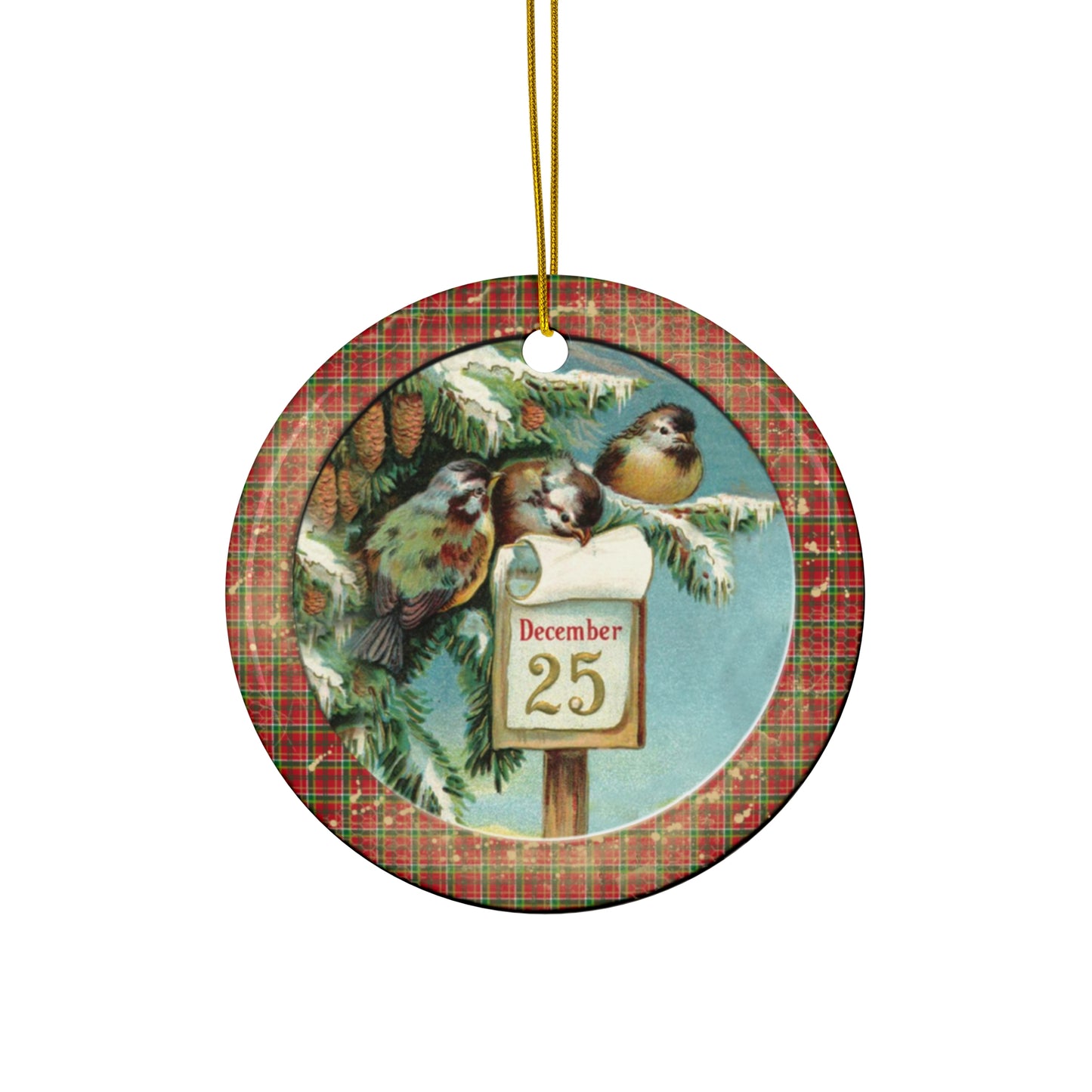 Christmas Birds Ceramic Disc Ornament     Item #9475679