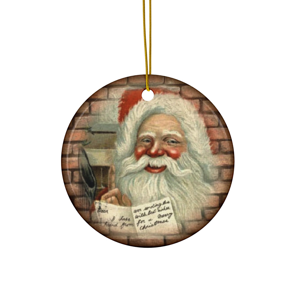 Santa Ceramic Disc Ornament      Item #302642