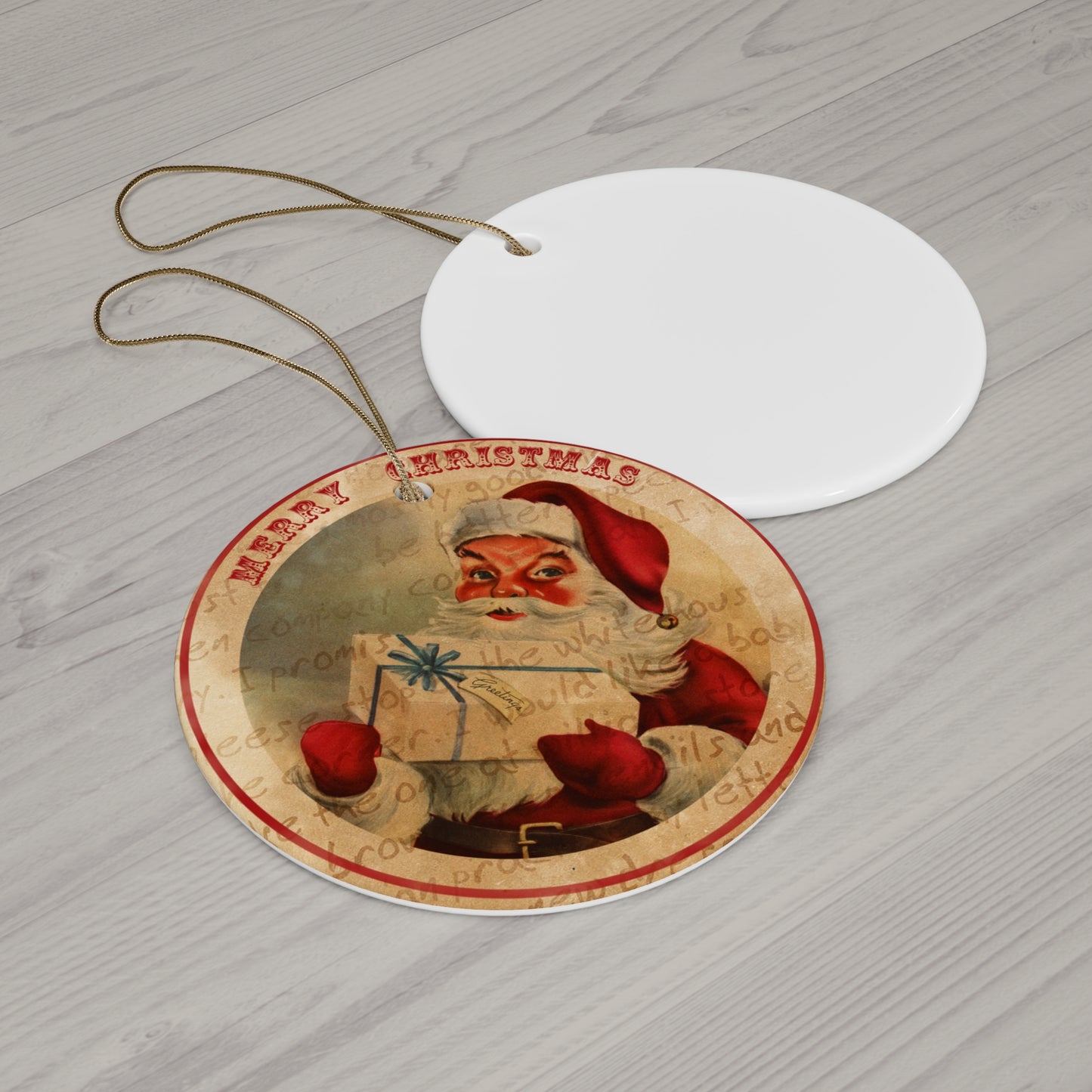 Santa Ceramic Disc Ornament         Item #504414