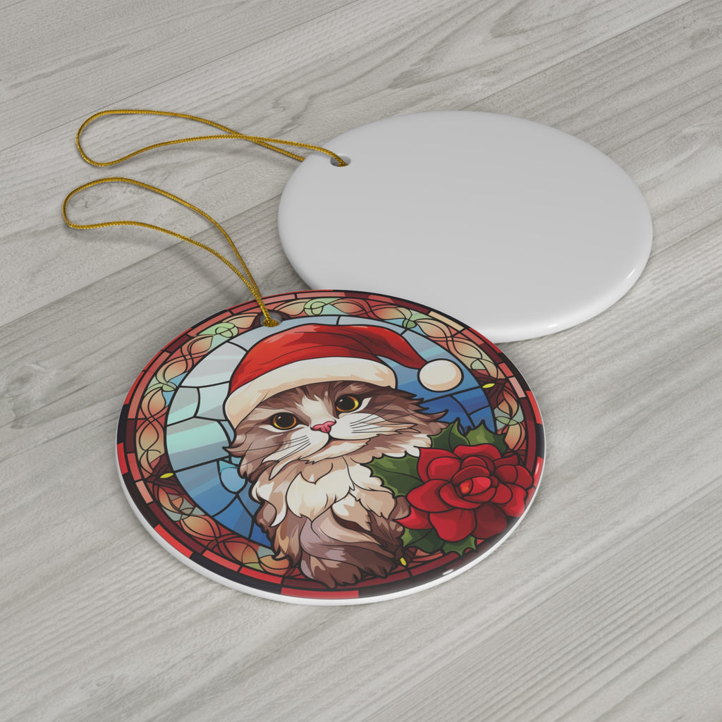 Santa Cat Ceramic Ornament                Item #7088562 - Buckshot's Bargain Barn