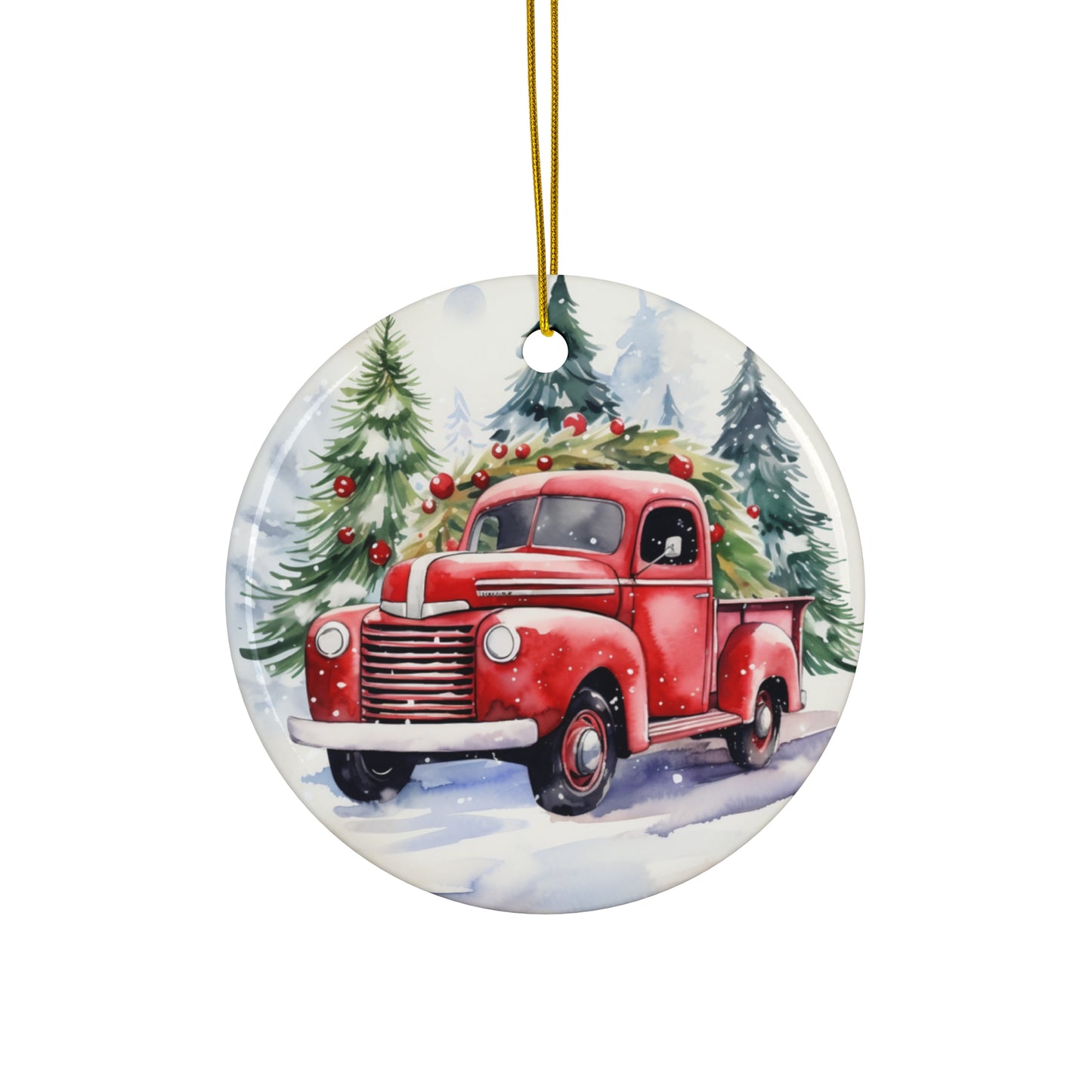 Ceramic Ornament - Red Truck    Item #172253