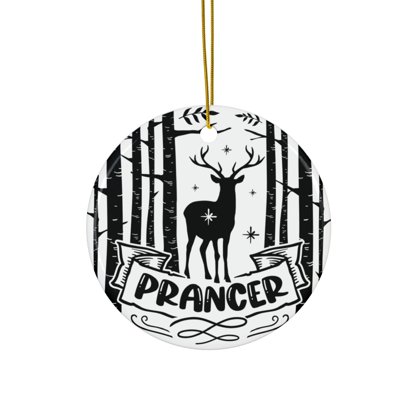 Prancer Ceramic Disc Ornament           Item #1250599