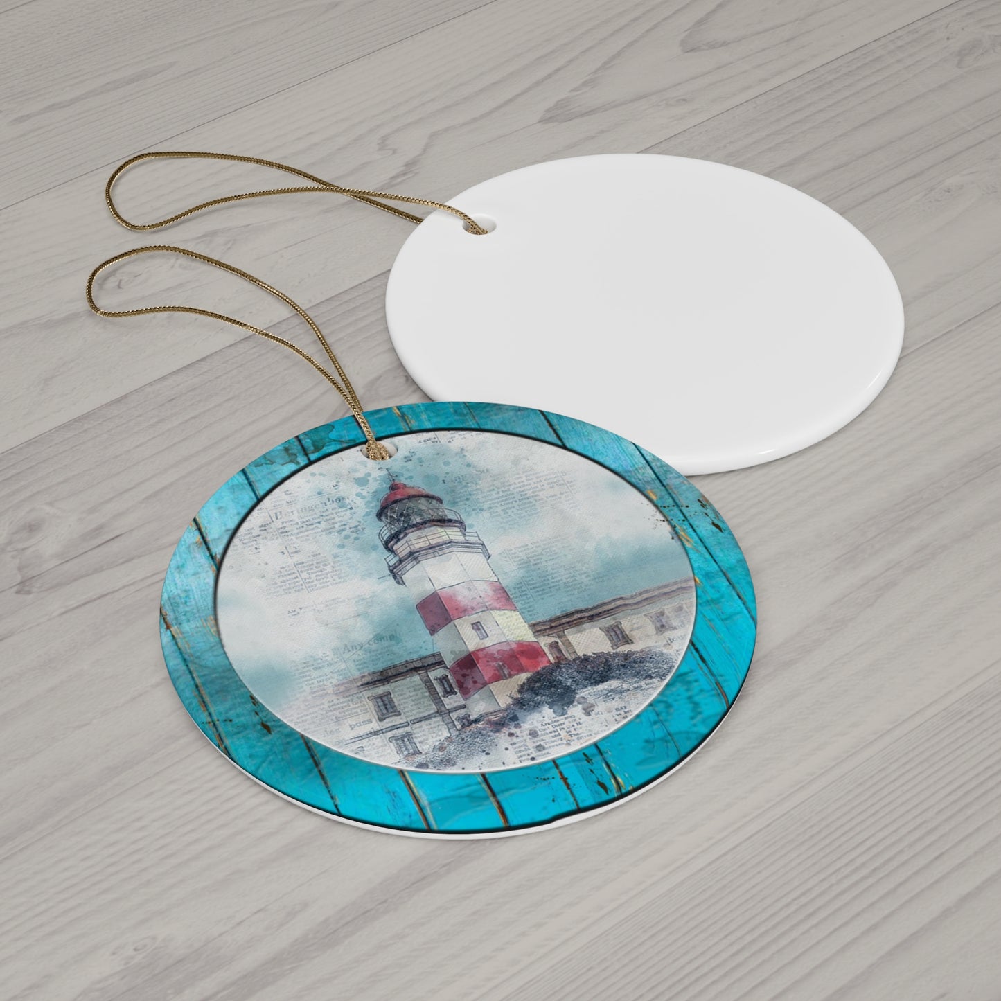 Lighthouse Ceramic Disc Ornament      Item #192386