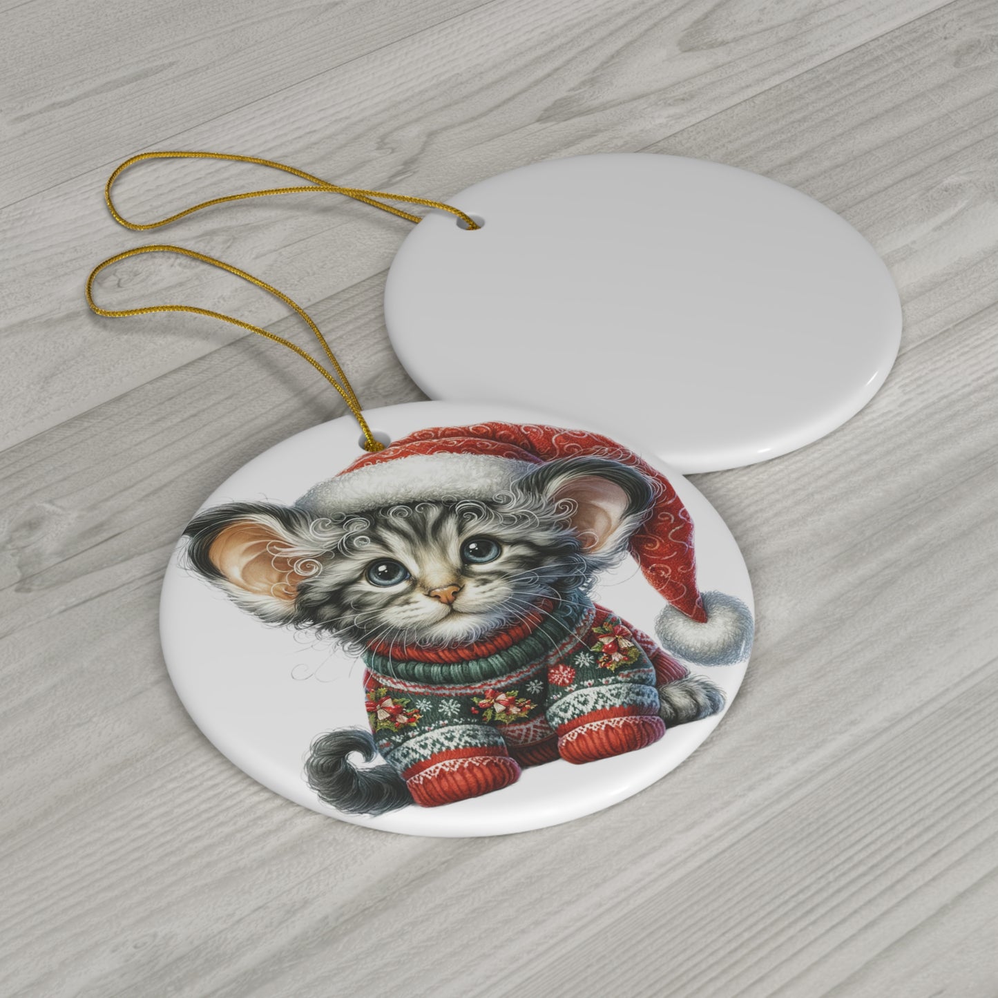 Ceramic Ornament - American Curl Christmas Kitten     Item #6254013