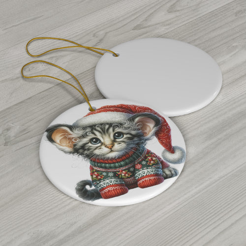 Ceramic Ornament - American Curl Christmas Kitten     Item #6254013