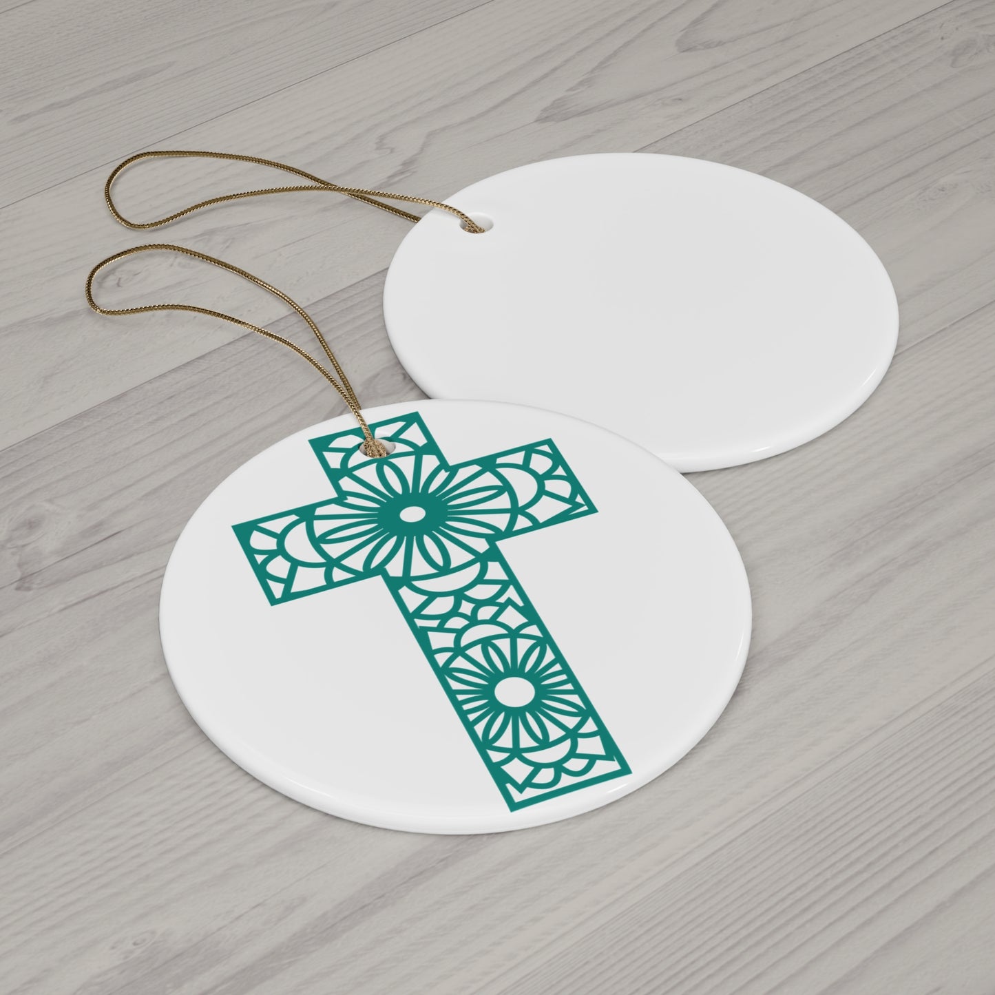 Cross Ceramic Disc Ornament        Item #3397109