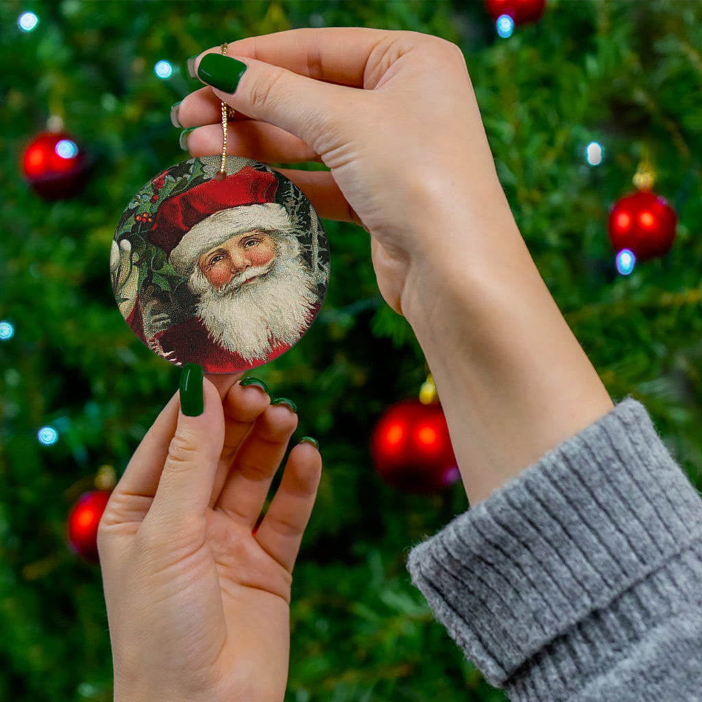 Santa Ceramic Disc Ornament      Item #9188506