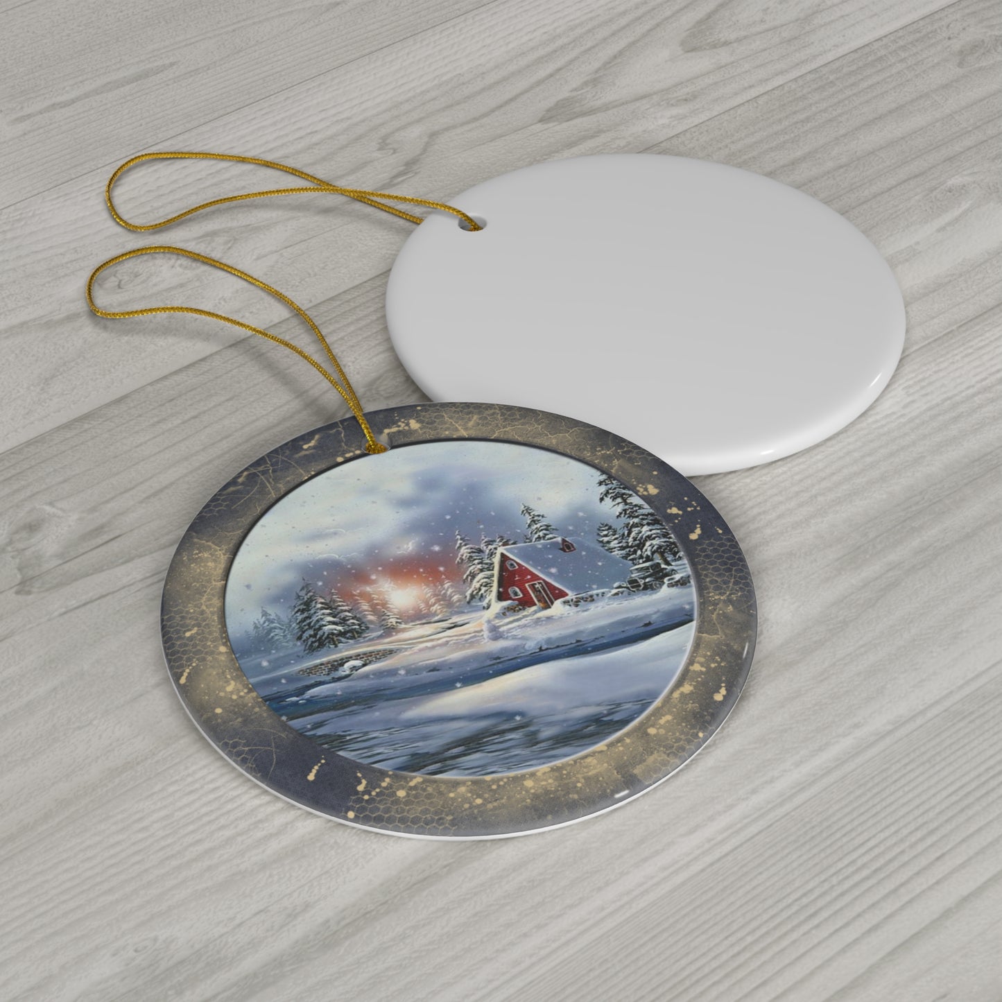 Winter Scene Ceramic Disc Ornament         Item #484832