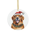 Dog With Christmas Sweater Ceramic Disc Ornament          Item #246125