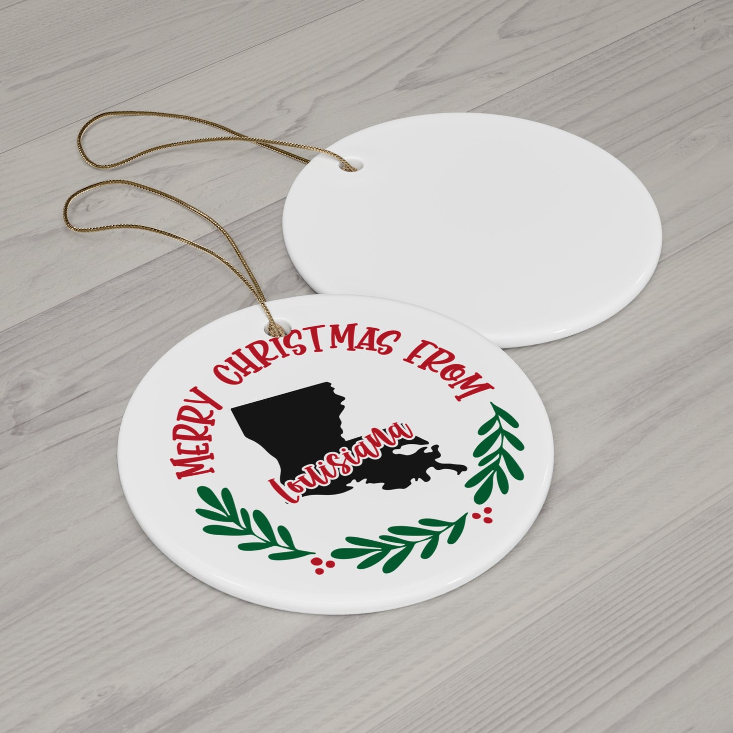 Merry Christmas From Louisiana Ceramic Disc Ornament       Item #6132978