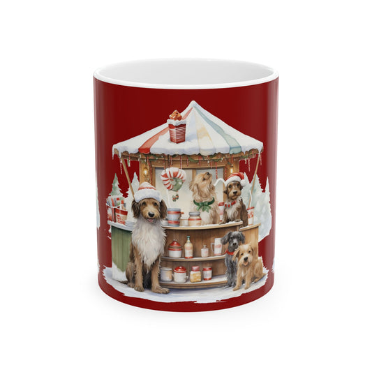 Christmas Dog Market Ceramic Mug — Festive Puppies Holiday Coffee Cup 11oz  Item #550858