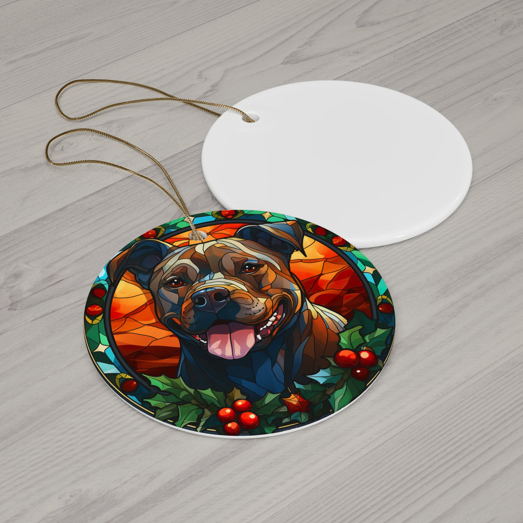 Staffordshire Terrier Ceramic Disc Ornament           Item #2018214