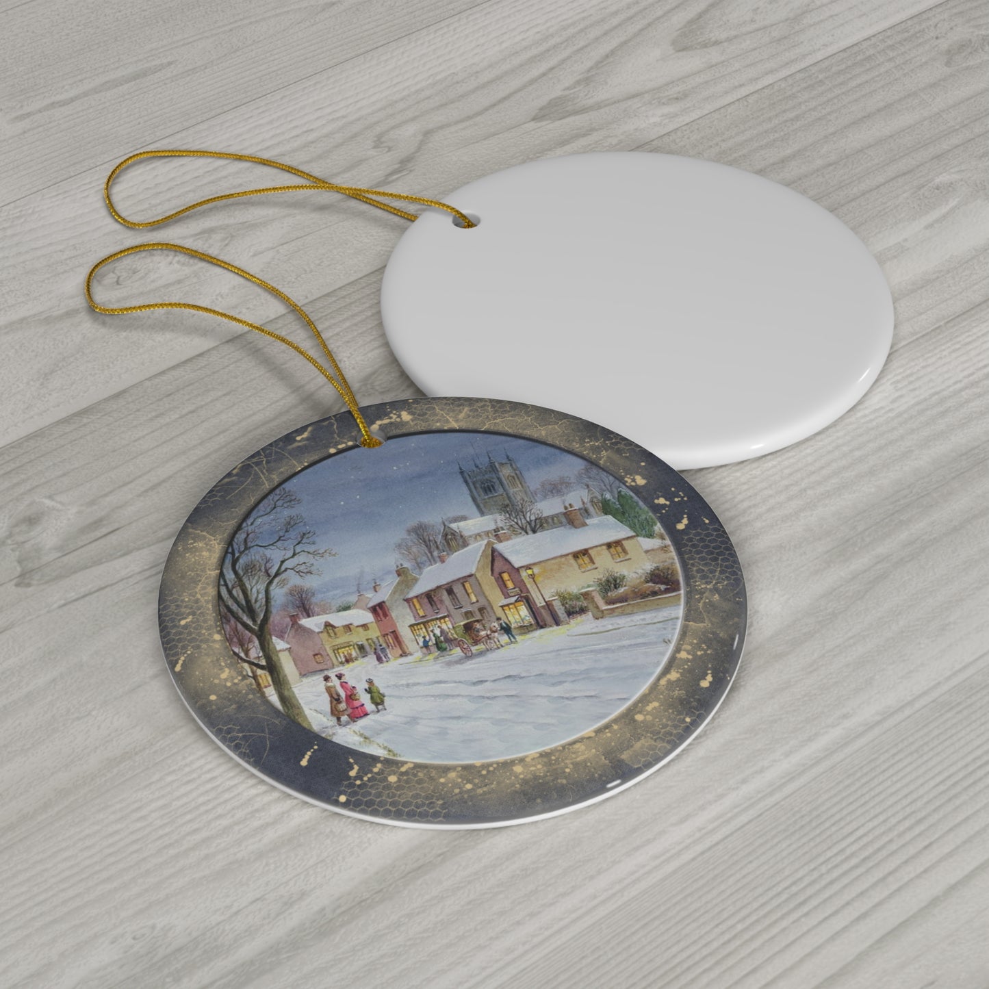 Winter Scene Ceramic Disc Ornament         Item #8210709