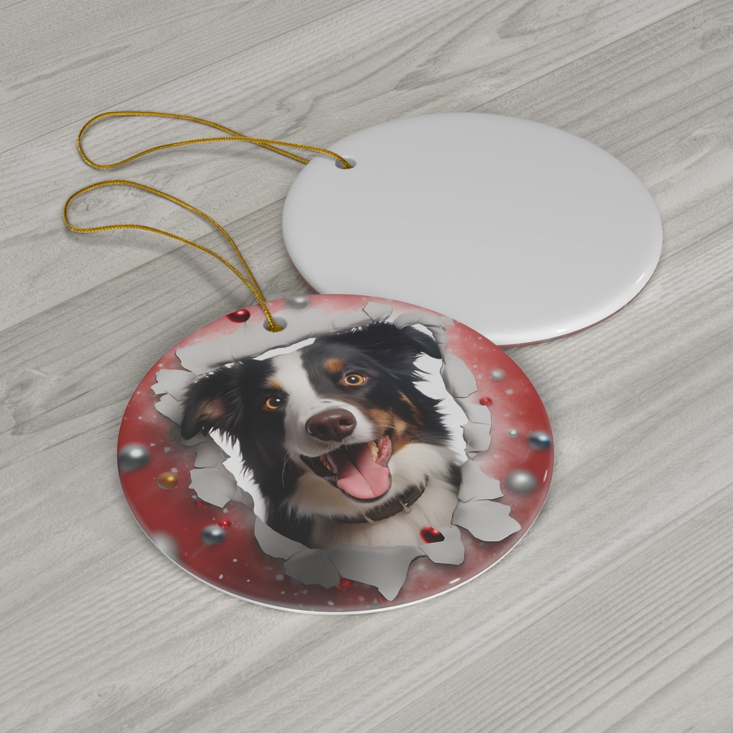 CERAMIC ORNAMENT - 3D CHRISTMAS DOG          Item #2376087