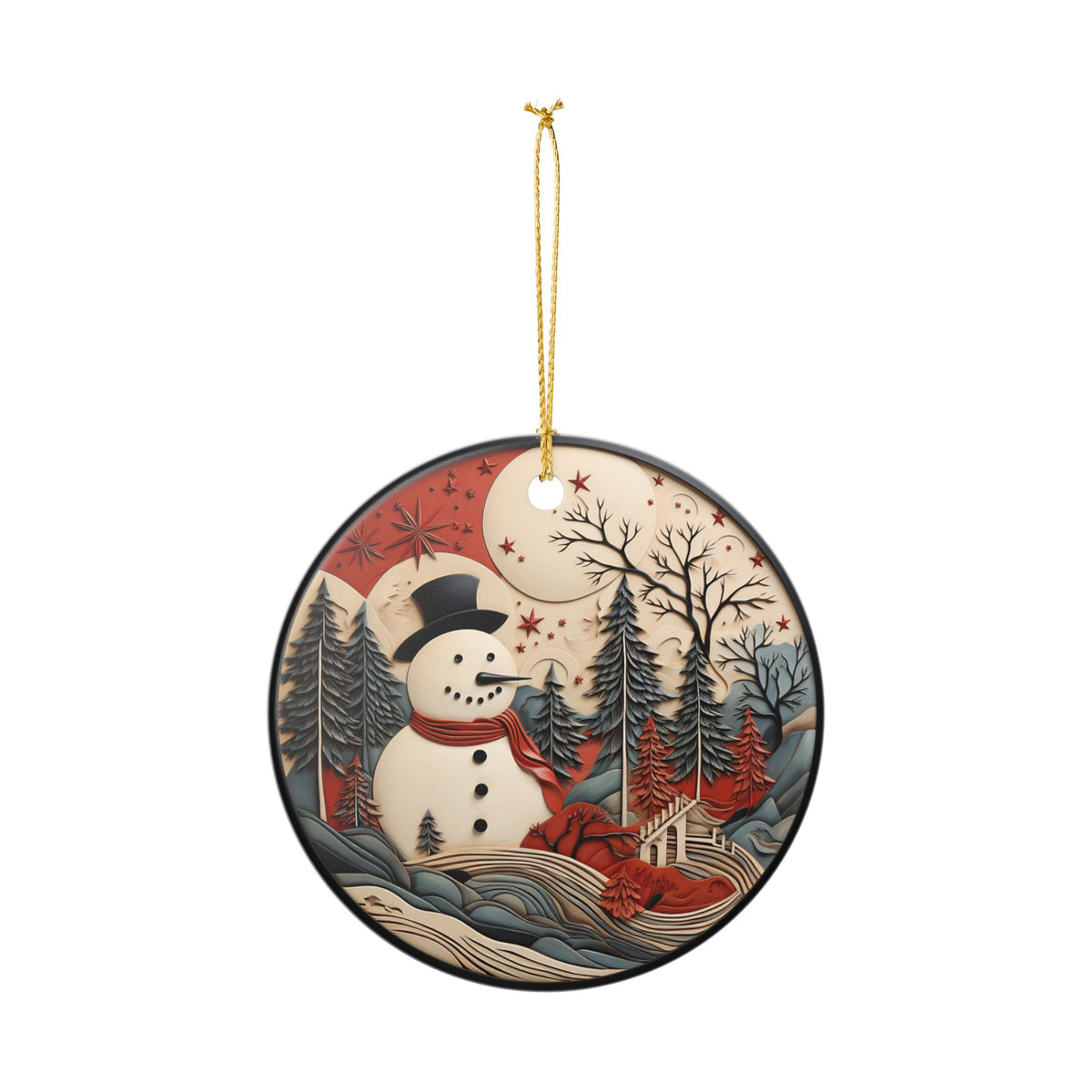 Snowman Winter Wonderland Ceramic Ornament   Item #132721