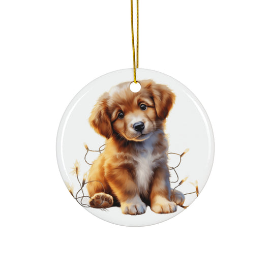 Christmas Dog Ceramic Disc Ornament             Item #3787766