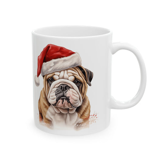 Festive Bulldog In Santa Hat Christmas Mug 11oz  Item #21923