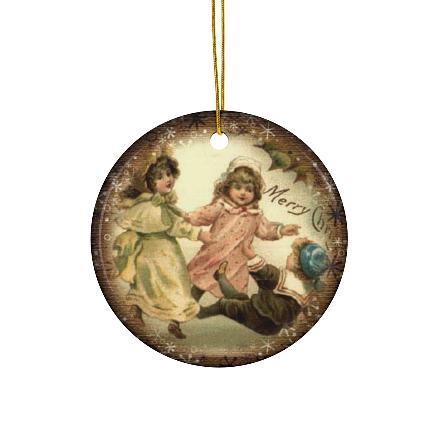 Christmas Girls Ceramic Disc Ornament           Item #1737597