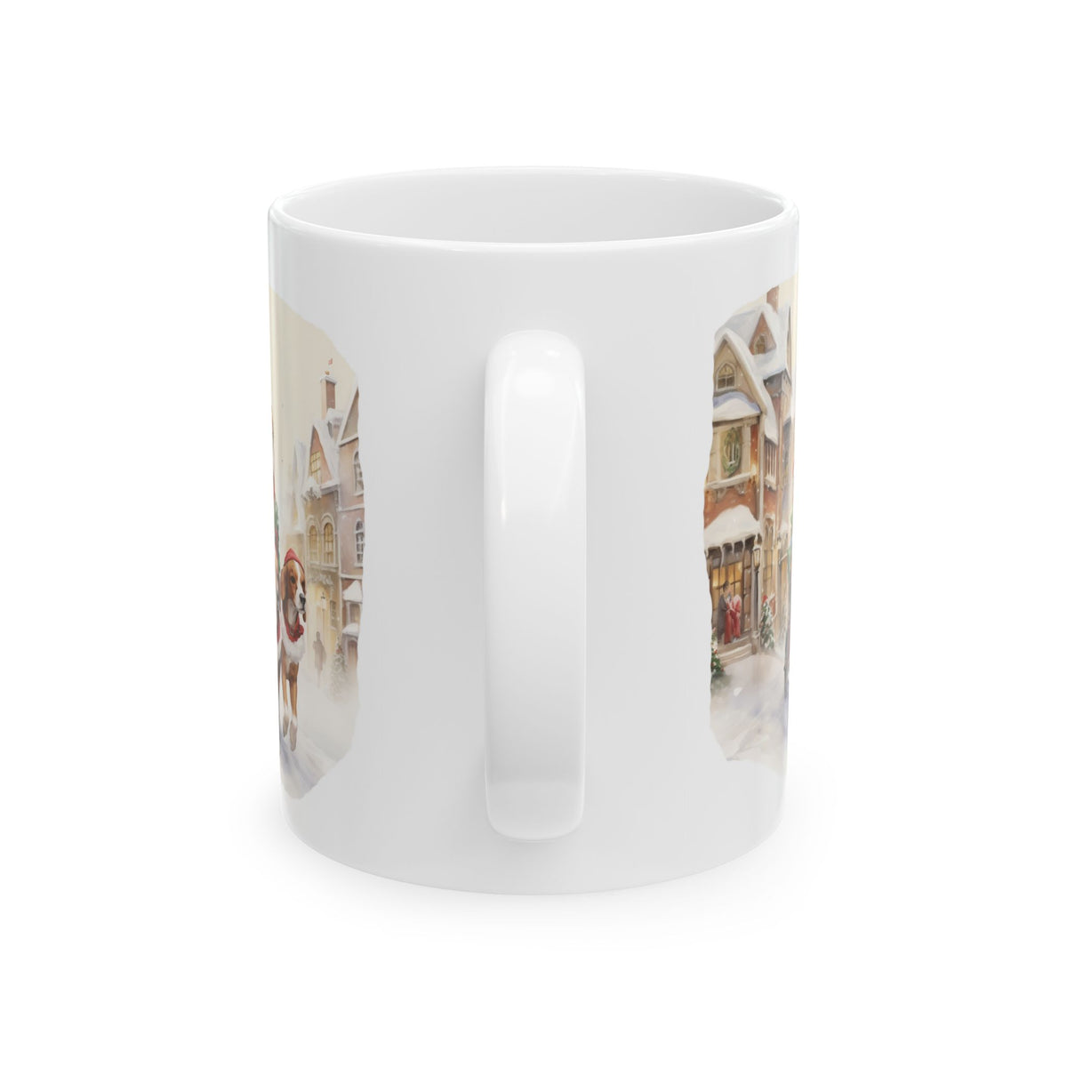 Festive Christmas Village Ceramic Mug with Dogs 11oz  Item #110444