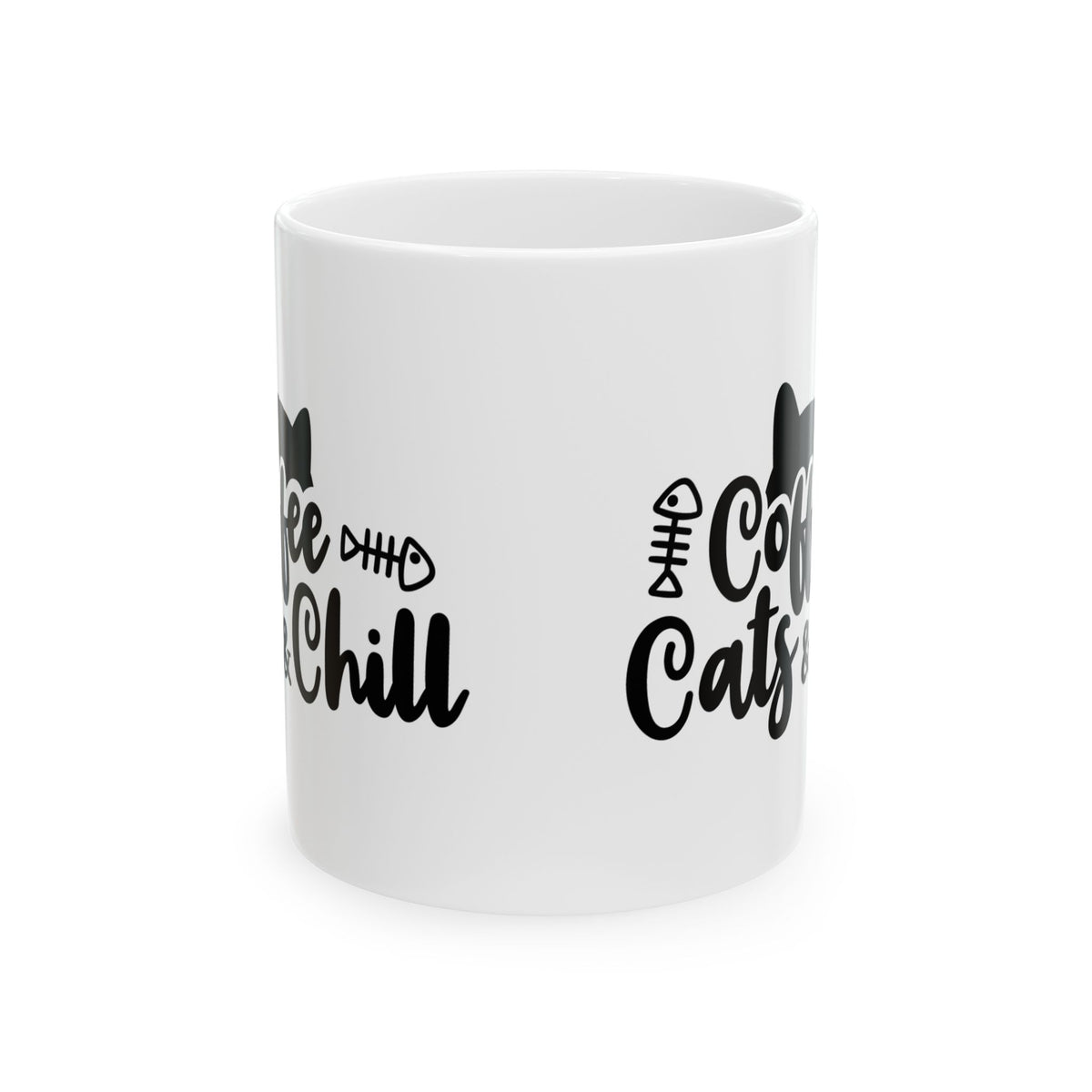 Cat Cafe Mug — "Coffee Cat Chill" Ceramic Coffee Cup 11oz   Item #50429