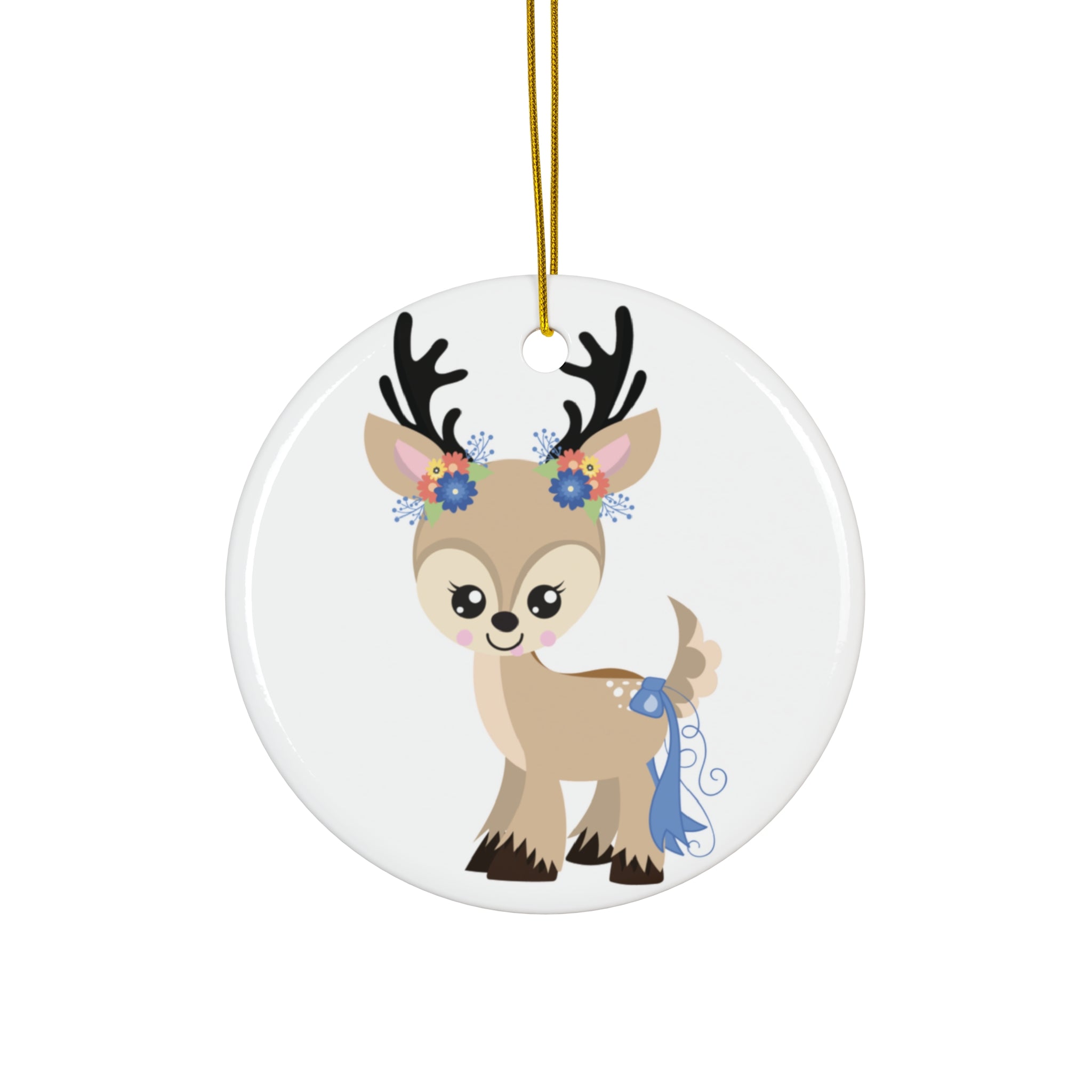 Floral Deer Ceramic Disc Ornament        Item #3835145 - Buckshot's Bargain Barn