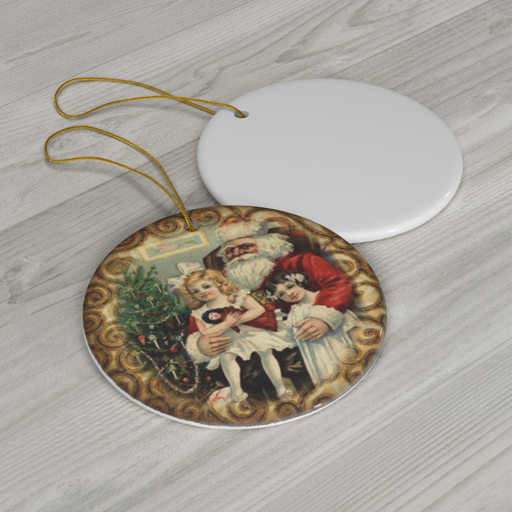 Santa Ceramic Disc Ornament           Item #8032157