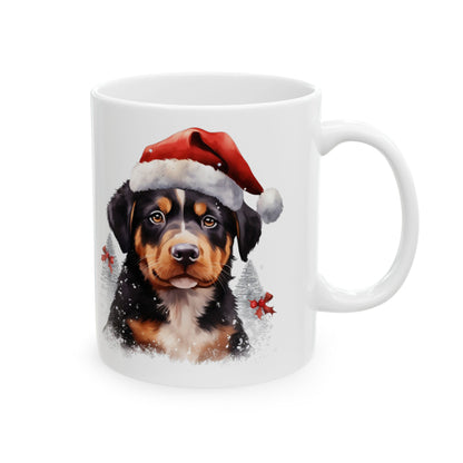 Christmas Dog In Santa Hat Ceramic Mug 11oz  Item #945665
