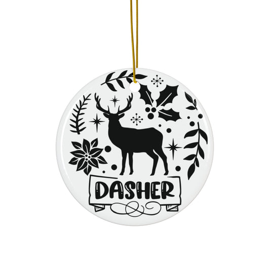 Dasher Ceramic Disc Ornament          Item #9450007