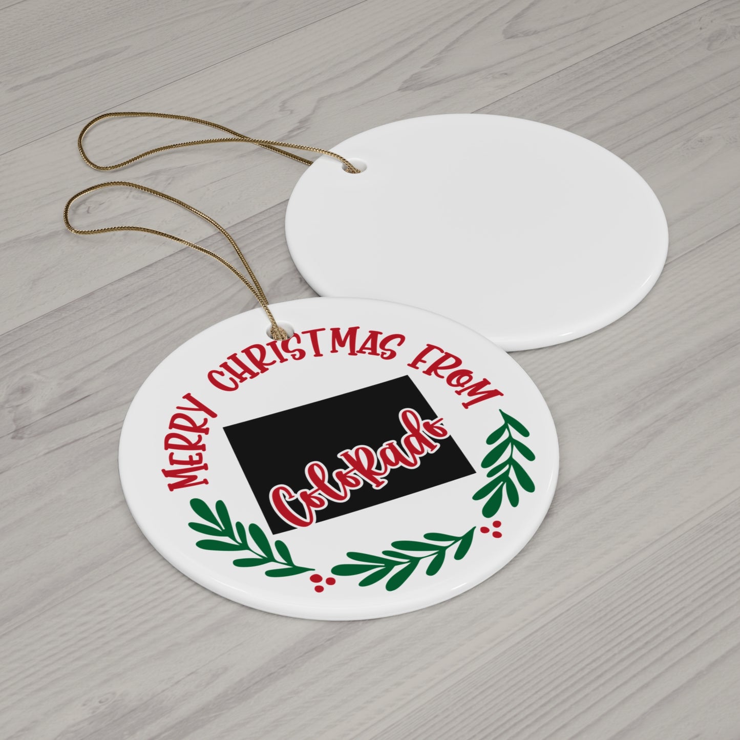 Merry Christmas From Colorado Ceramic Disc Ornament       Item #1976049