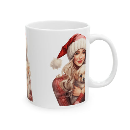 Christmas Santa Girl with Puppy Ceramic Mug 11oz   Item #224802