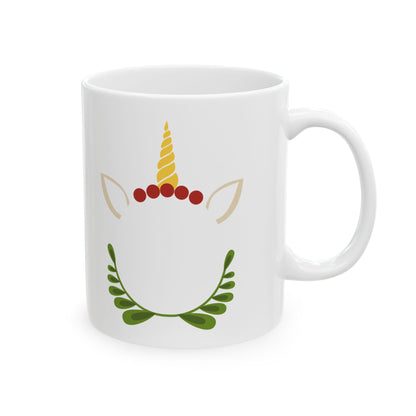Floral Unicorn Ceramic Mug — Whimsical Pastel Coffee Cup 11oz   Item #45775