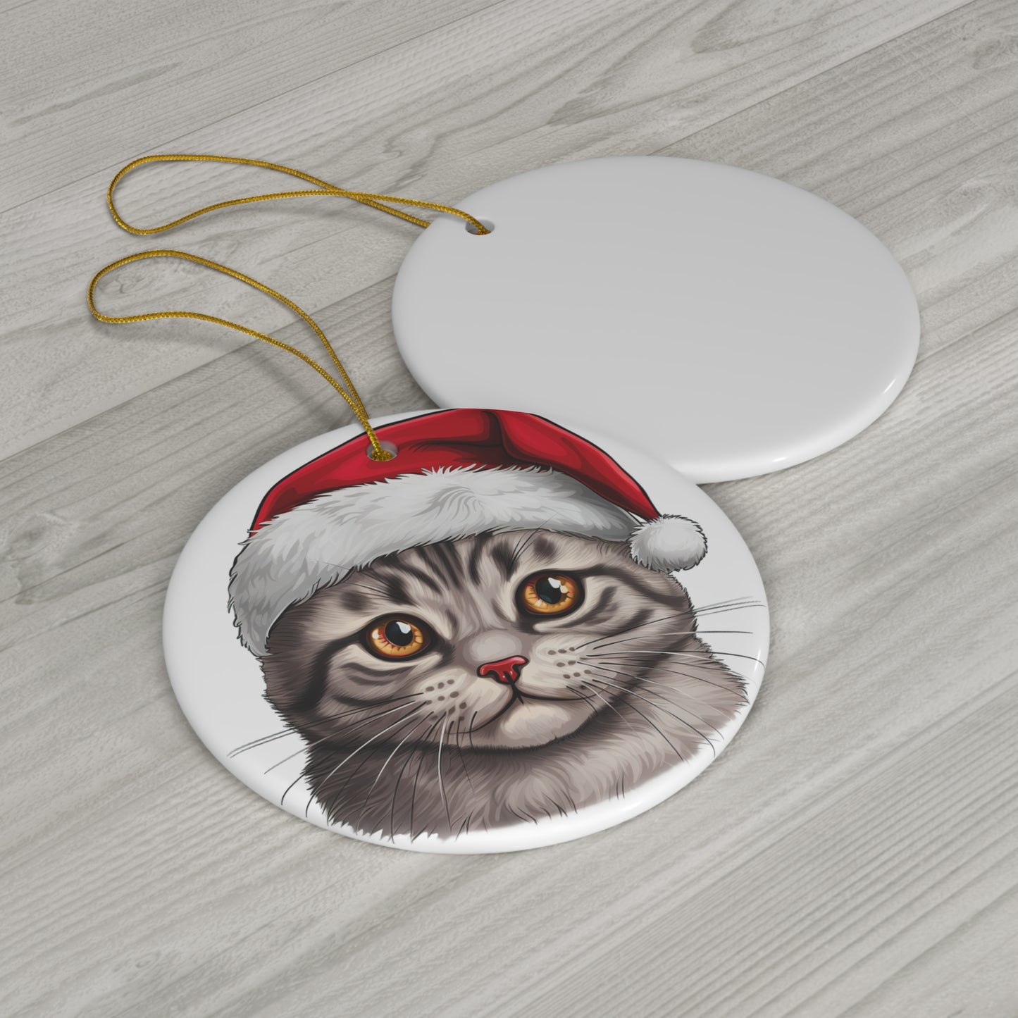 Brazilian Shorthair Cat With Santa Hat Ceramic Ornament      Item #478029