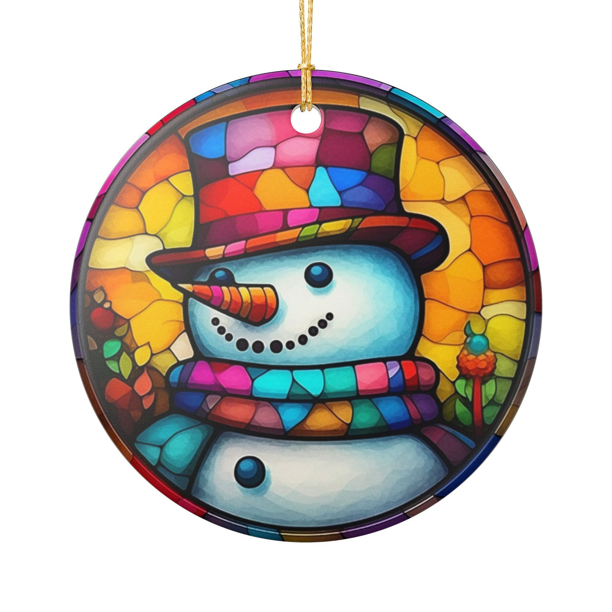 Colorful Snowman Ceramic Ornament   Item #659542
