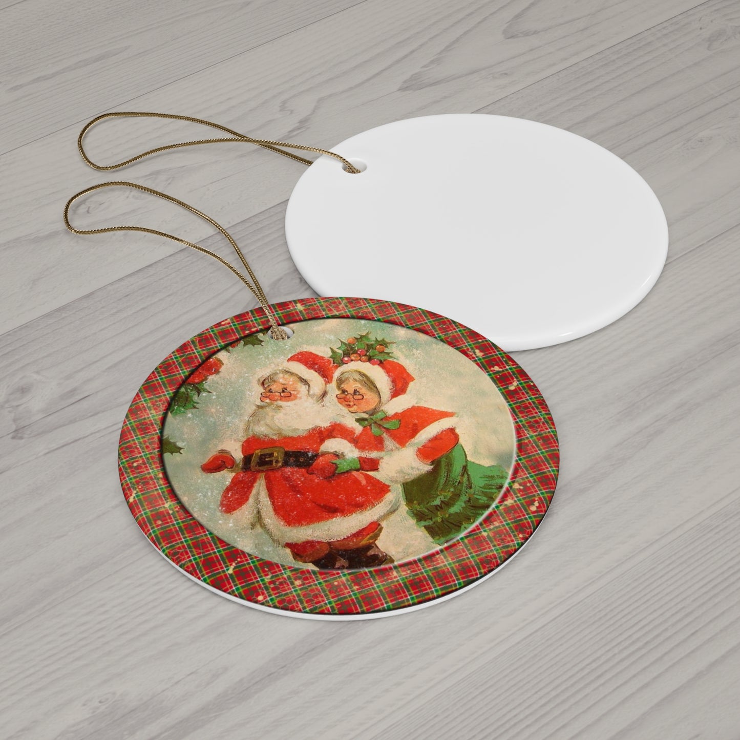 Santa & Mrs. Claus Ceramic Disc Ornament     Item #7656194