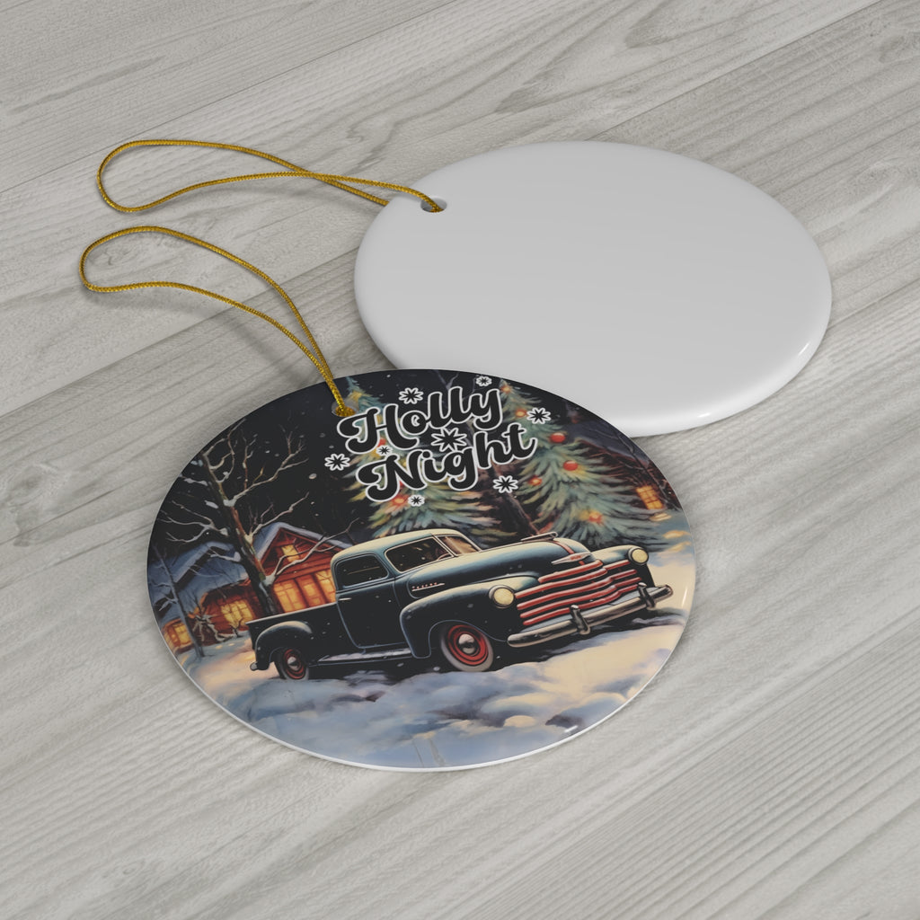 Holly Night Truck Ceramic Ornament           Item #149761 - Buckshot's Bargain Barn